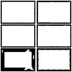 Set of grunge style frames black on white background