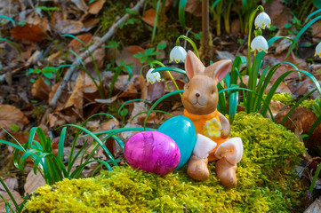 happy easter time decoration with beautiful flowers