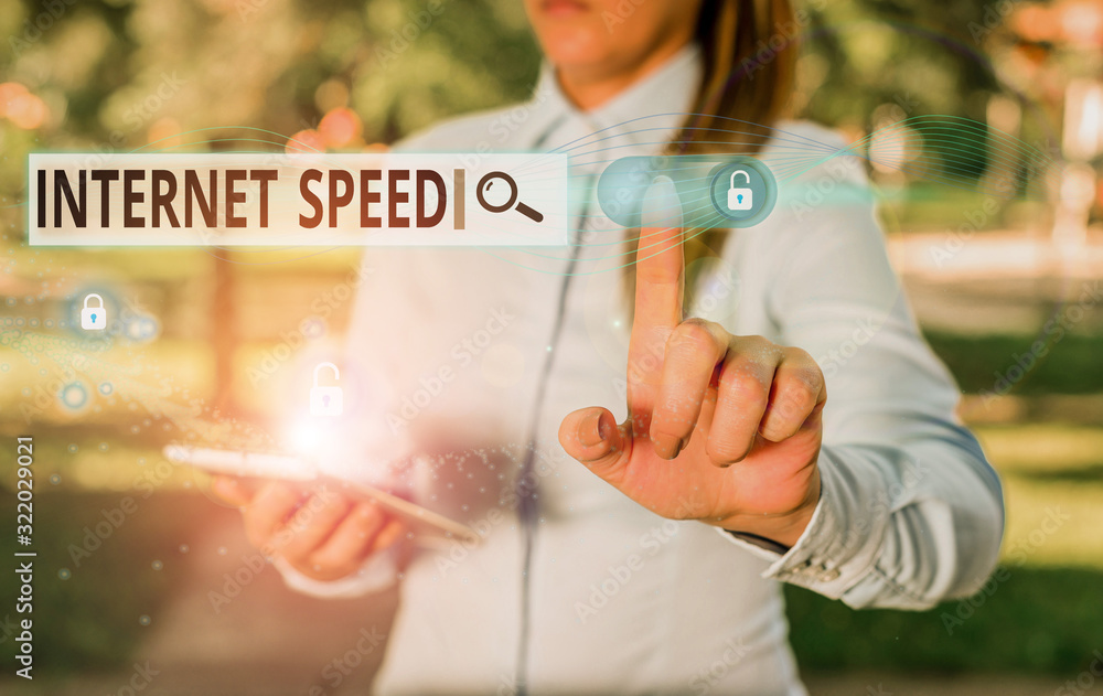 Poster writing note showing internet speed. business concept for the rate which internet connection is able