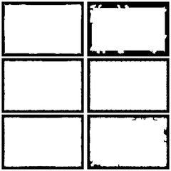 Set of grunge style frames black on white background