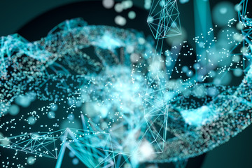 Broken lines and scattered particles,abstract conception,3d rendering.