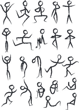 movement of people, scheme, poses of people, for logos, for instructions, vector image