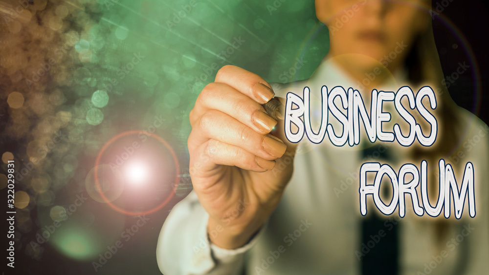 Poster conceptual hand writing showing business forum. concept meaning place in which showing exchange idea