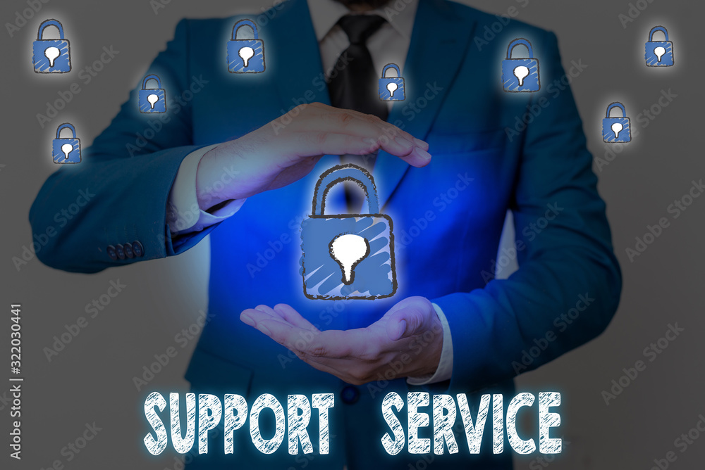 Poster word writing text support service. business photo showcasing activity for execution of a product or 
