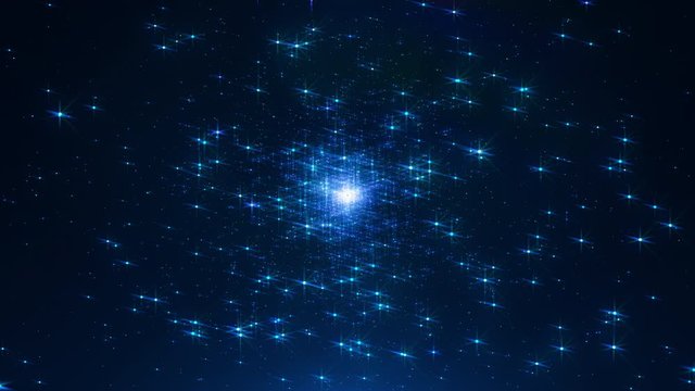 Super Glitter Stars  -Magical Night Blue- Seamless Loop -3D Motion Graphic