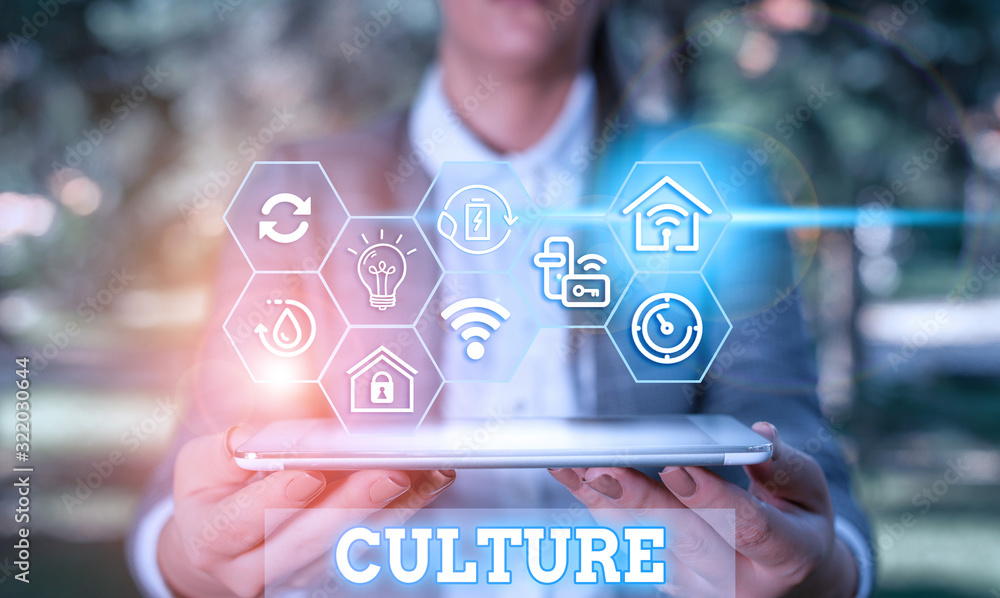 Aufkleber writing note showing culture. business concept for characteristics and knowledge of a particular gro