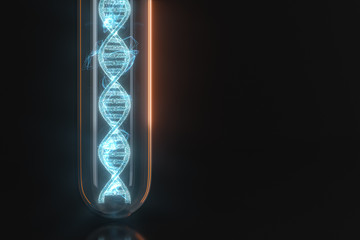 Fototapeta na wymiar Test tube and chromosomes, DNA and genes,3d rendering.