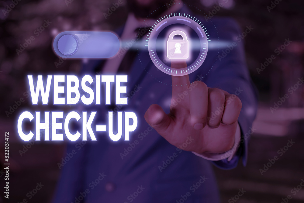 Fototapete Writing note showing Website Check Up. Business concept for an examination of a website to see if something is in order