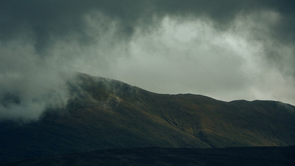 Mountains shrouded in clouds 