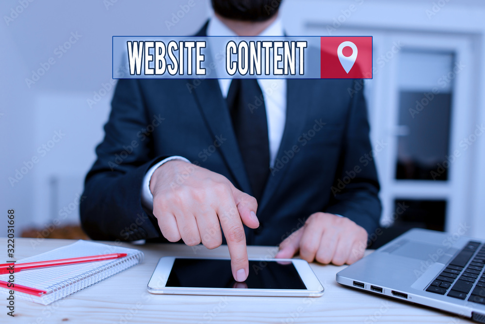 Poster conceptual hand writing showing website content. concept meaning single most important and sought af