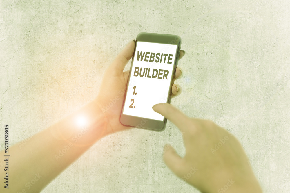 Aufkleber word writing text website builder. business photo showcasing construction of websites without analys