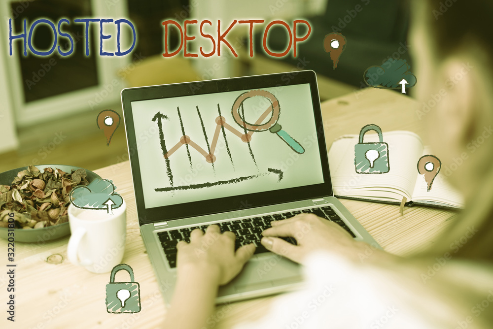Poster handwriting text hosted desktop. conceptual photo product set within the larger cloudcomputing spher