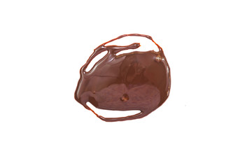 Spot, splashes of liquid chocolate, cocoa with milk on a white background