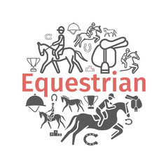 Horse banner icons set. Equestrian. Vector signs for web graphics