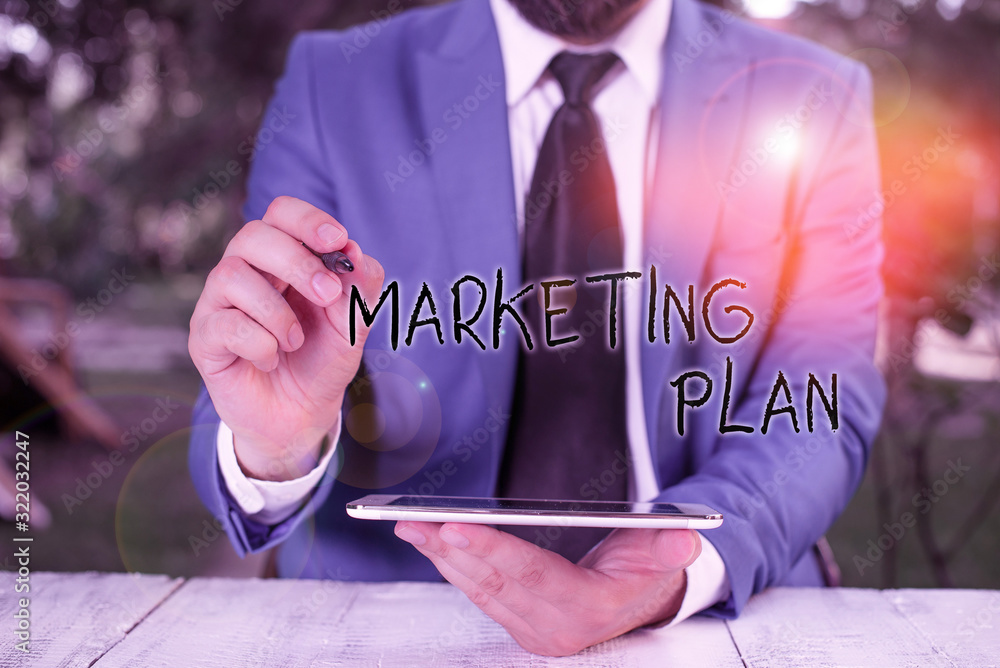 Aufkleber conceptual hand writing showing marketing plan. concept meaning operational document that outlines a