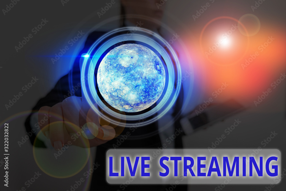 Aufkleber handwriting text live streaming. conceptual photo media simultaneously recorded and broadcast in rea
