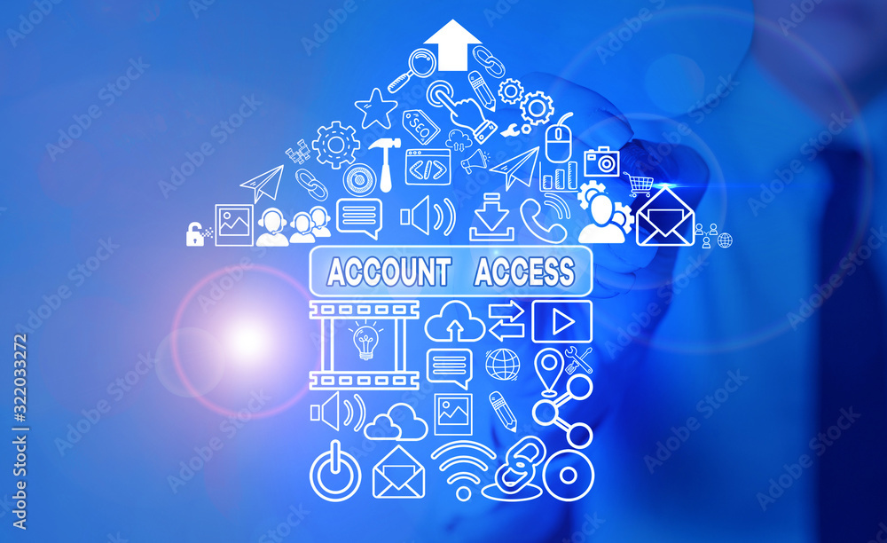 Aufkleber word writing text account access. business photo showcasing having permission to use particular data