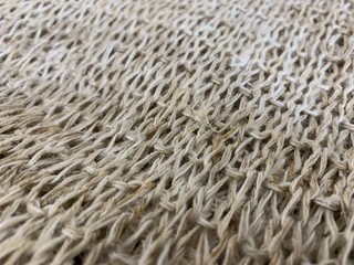 Natural hemp fabric, light brown Local woven fabric as background