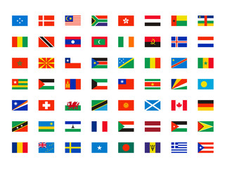 World flags. Symbols of all world countries map independent names vector collection. Illustration flag country national, nation and patriotic sticker