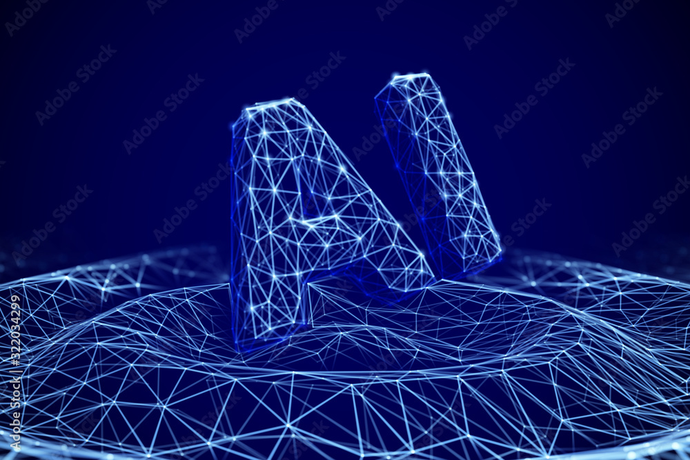 Aufkleber wireframe waves from touching water with 3d letters 