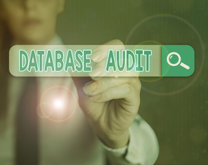 Word writing text Database Audit. Business photo showcasing auditing of data to assess its quality...