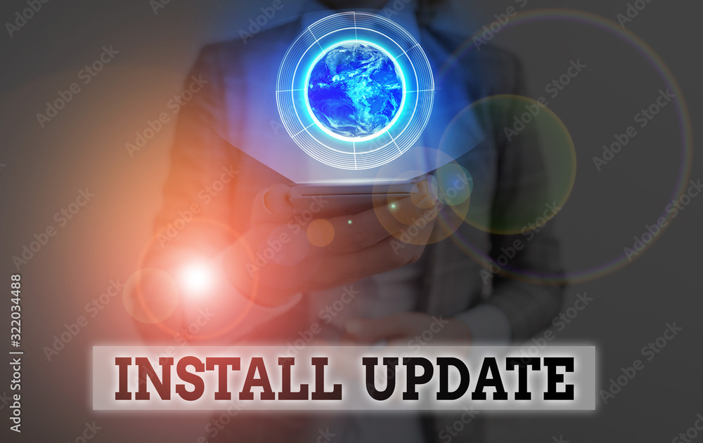 Poster conceptual hand writing showing install update. concept meaning the act of replacing an older versio