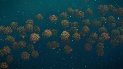 contagious coronaviruses pandemic, dangerous virus outbreak (3d microbiology illustration)