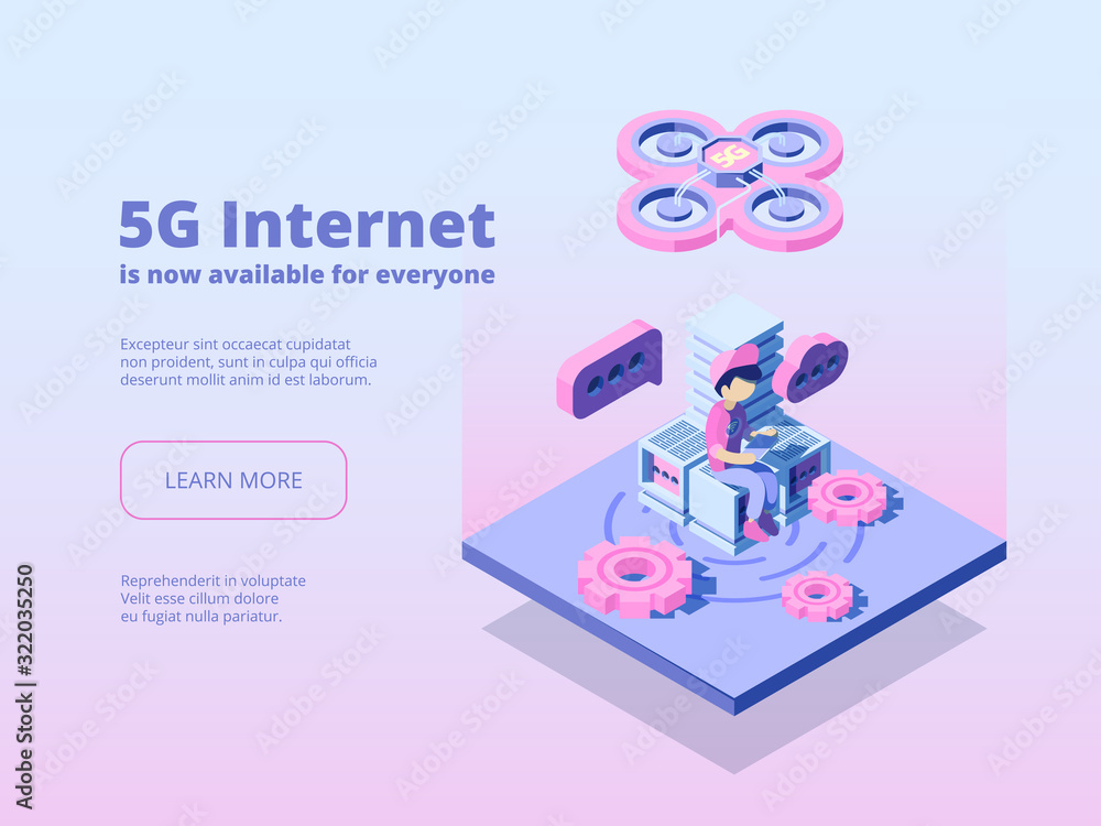 Poster 5g. innovation online wireless technology global connection broadcast service wifi hotspot vector ne