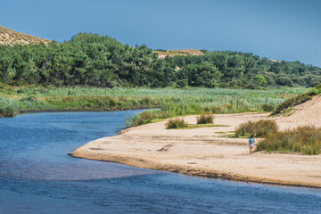 The mouth of the Huchet current in the Landes