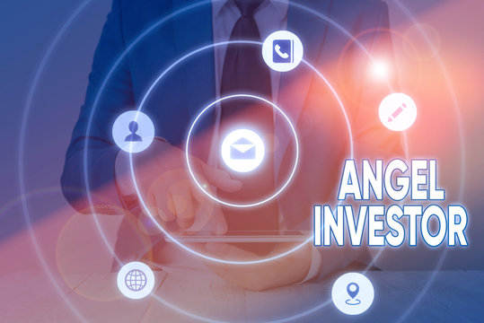 Writing Note Showing Angel Investor. Business Concept For High Net Worth Individual Who Provides Financial Backing