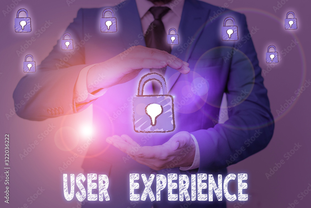Poster word writing text user experience. business photo showcasing the overall experience of a demonstrati