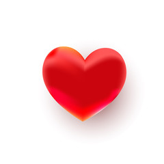 Realistic 3d red heart isolated on a white background. Vector illustration.