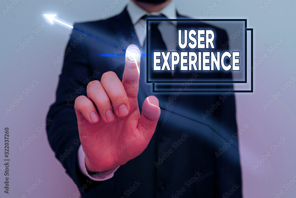 Poster handwriting text user experience. conceptual photo the overall experience of a demonstrating using a