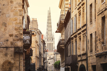 Street view of old town in bordeaux city, France Europe