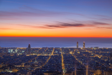 Beautiful sunrise in Barcelona