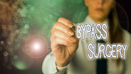 Conceptual hand writing showing Bypass Surgery. Concept meaning type of surgery that improves blood...