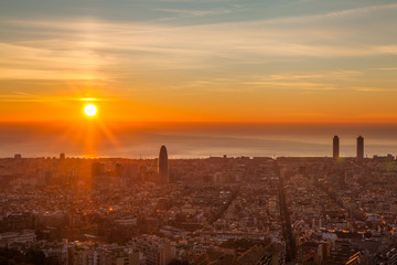 Beautiful sunrise in Barcelona