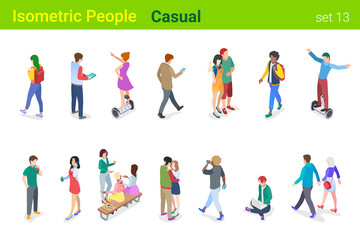 Isometric Business Casual People flat vector collection.