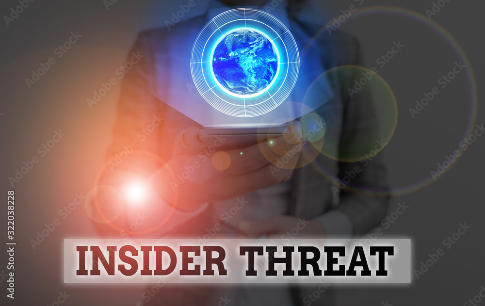 Poster conceptual hand writing showing insider threat. concept meaning security threat that originates from