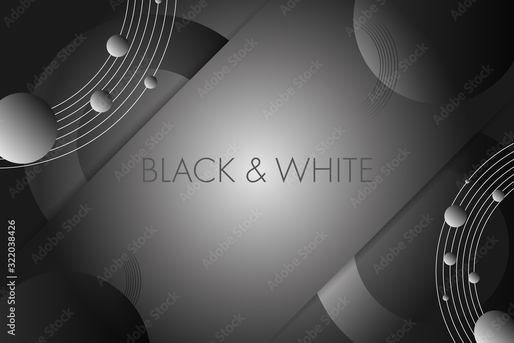 Poster abstract modern black and white geometric elements and gradient background template.