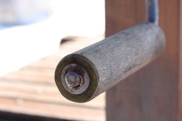 Old wooden well handle