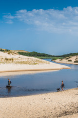 Fototapeta na wymiar The mouth of the Huchet current in the Landes