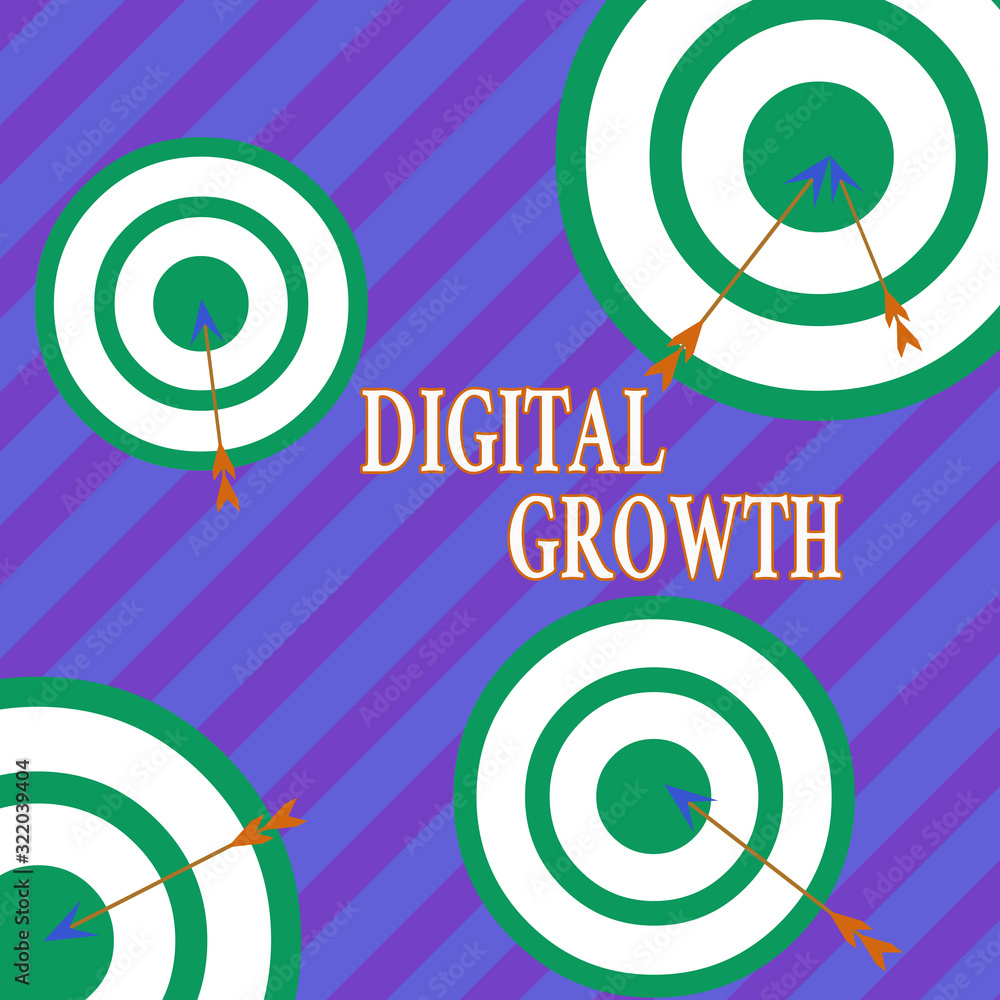 Poster word writing text digital growth. business photo showcasing use of digital technology to solve tradi
