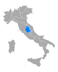 Fototapeta na wymiar Karte von Umbrien in Italien