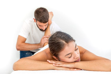Fototapeta na wymiar body massage in spa or clinic