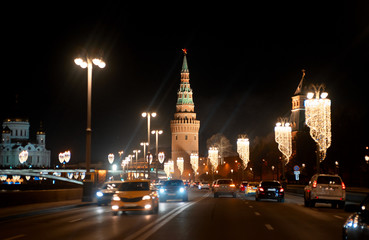 Fototapeta premium night view of moscow russia