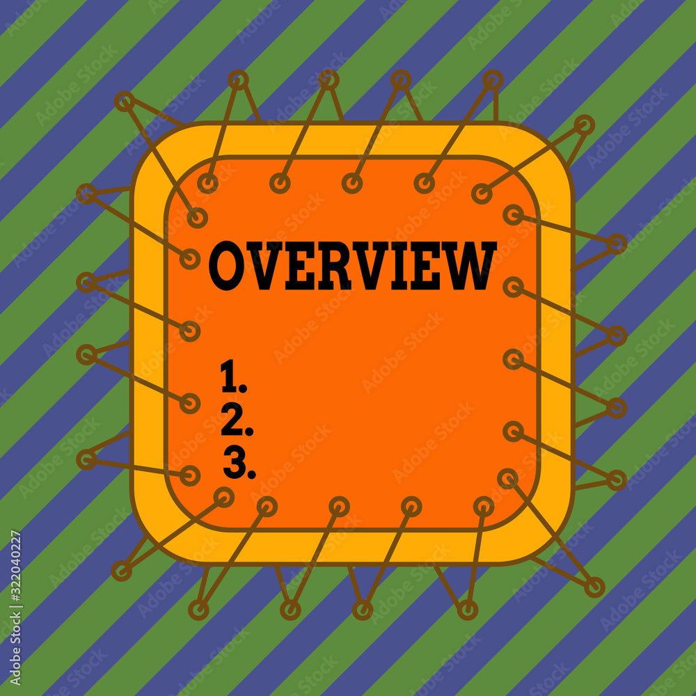 Poster text sign showing overview. business photo text the general review or summary of subject project mov