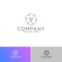 logo design emblem vector of letter L V boutique style template