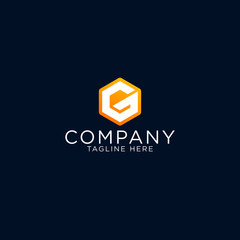 logo design emblem vector hexagonal with a letter G template