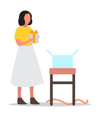 Happy girl holding a gift box